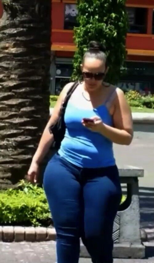 Free porn pics of Candid BBW Thickest Pear PAWG Tights Jeans 4 of 10 pics