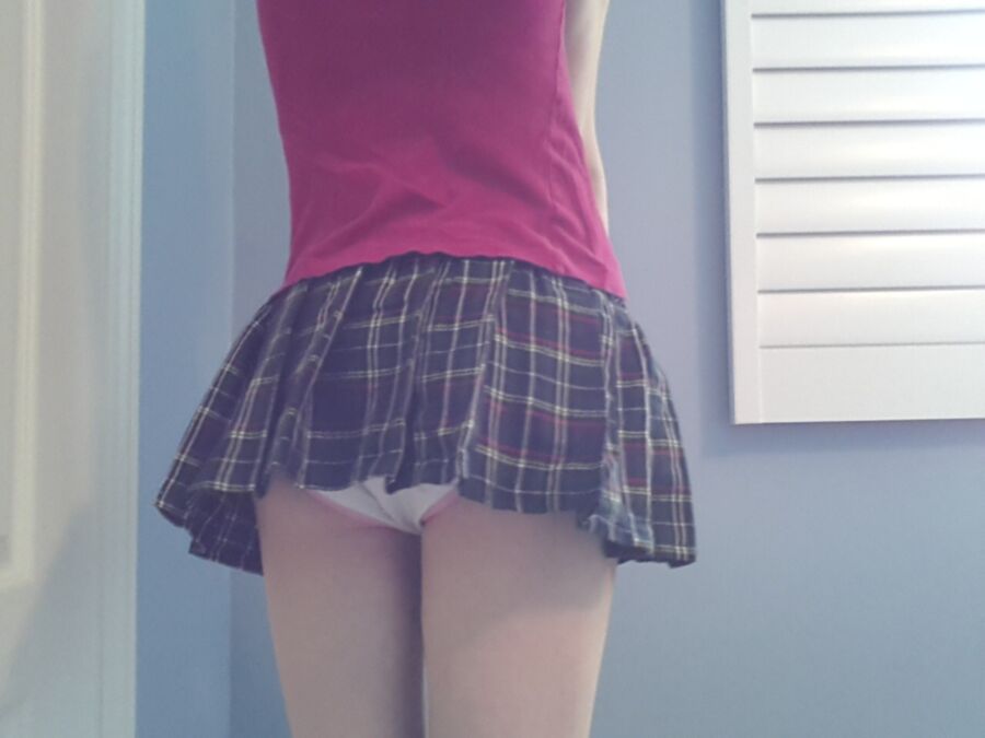 Free porn pics of Butt Plugged Sissy Skirt 1 of 8 pics