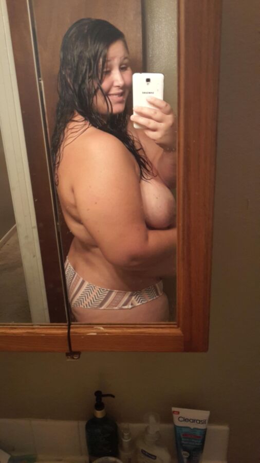 Free porn pics of Cute BBW takes some awesome selfies of her giant tits 14 of 88 pics